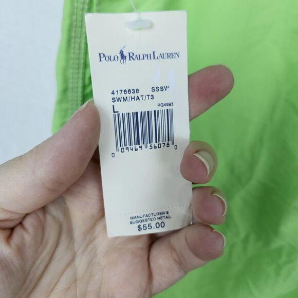 Polo Ralph Lauren Board Shorts Mens L Lime Green Distressed Wash Swim Trunks - Picture 14 of 14